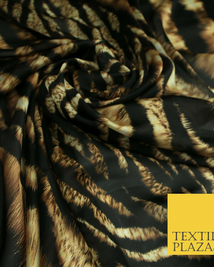 Premium Tiger Snake Scale Animal Printed Silky Sateen Georgette Dress Fabric