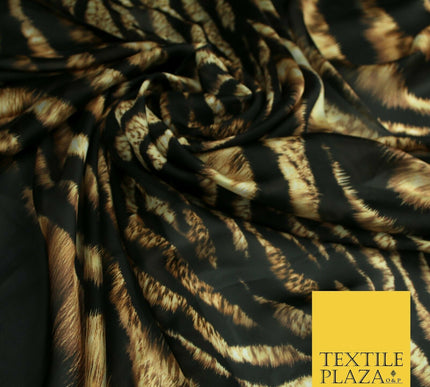 Premium Tiger Snake Scale Animal Printed Silky Sateen Georgette Dress Fabric