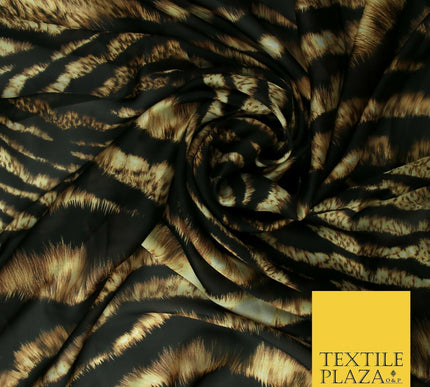Premium Tiger Snake Scale Animal Printed Silky Sateen Georgette Dress Fabric
