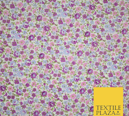 Floral Poppy Garden Ditsy Flower Printed Poly Cotton Fabric Polycotton Mask 45"