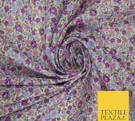 Floral Poppy Garden Ditsy Flower Printed Poly Cotton Fabric Polycotton Mask 45"