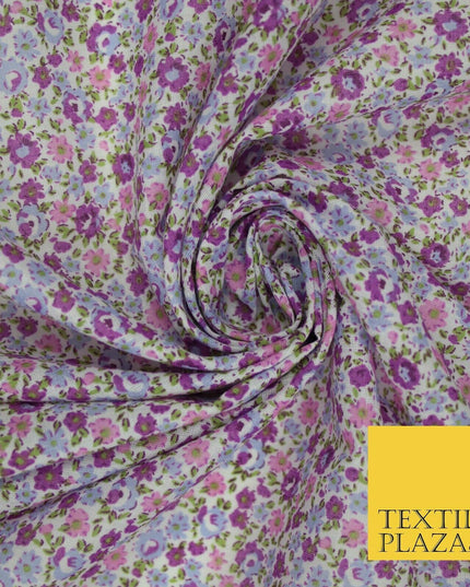 Floral Poppy Garden Ditsy Flower Printed Poly Cotton Fabric Polycotton Mask 45"