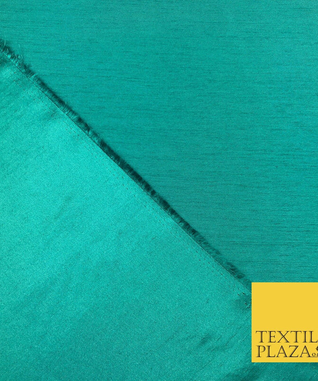 JADE GREEN Satin Backed Dupion SHANTUNG Raw Silk Fabric 100% Polyester 45" MG892