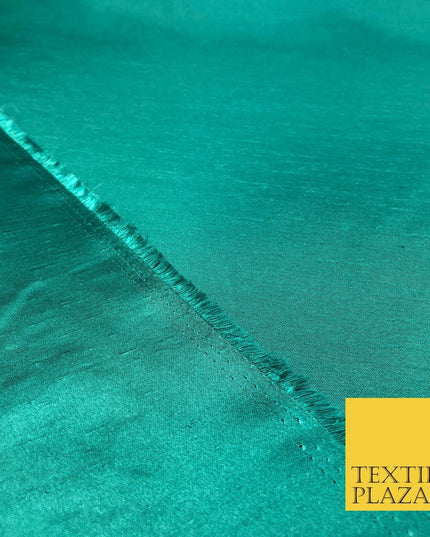 JADE GREEN Satin Backed Dupion SHANTUNG Raw Silk Fabric 100% Polyester 45" MG892