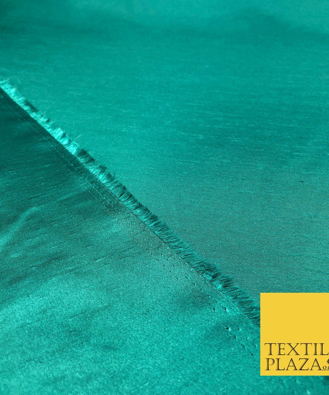 JADE GREEN Satin Backed Dupion SHANTUNG Raw Silk Fabric 100% Polyester 45" MG892