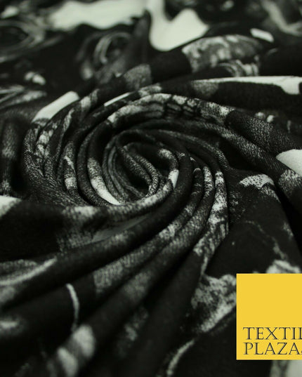 Black White Skulls N Roses Printed Stretch Jersey Fabric 59" Wide Halloween 3945