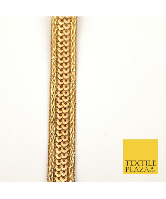 Antique Gold Slim Double Sequin Trimming Border Ribbon Indian Ethnic Trim X292