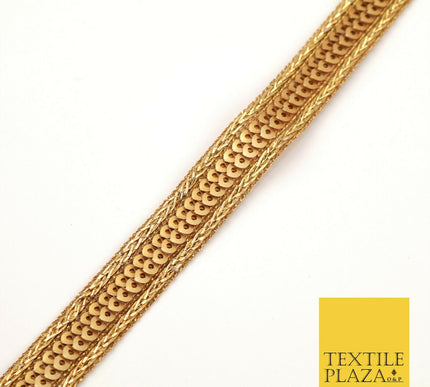Antique Gold Slim Double Sequin Trimming Border Ribbon Indian Ethnic Trim X292