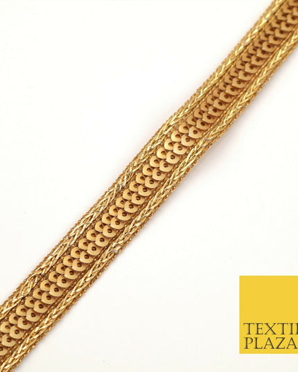 Antique Gold Slim Double Sequin Trimming Border Ribbon Indian Ethnic Trim X292