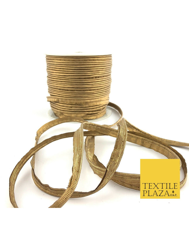 10mm Antique Gold Piping Gotta Flange Edging Border Trim Indian Ribbon (X7)