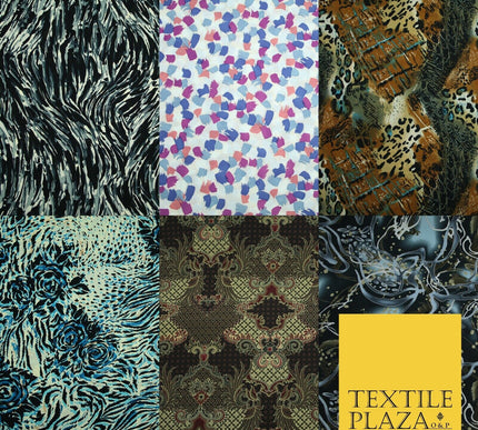 Mix Floral Animal Abstract Printed Fine Crepe Polyester Summer Dress Fabric 58"