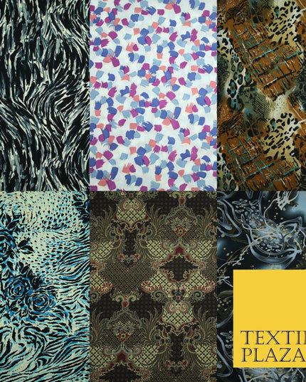 Mix Floral Animal Abstract Printed Fine Crepe Polyester Summer Dress Fabric 58"