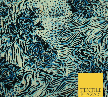 Mix Floral Animal Abstract Printed Fine Crepe Polyester Summer Dress Fabric 58"