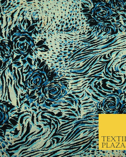 Mix Floral Animal Abstract Printed Fine Crepe Polyester Summer Dress Fabric 58"