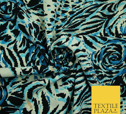 Mix Floral Animal Abstract Printed Fine Crepe Polyester Summer Dress Fabric 58"