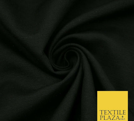 Jet Black Premium Plain Cotton Linen Fabric Material Fashion Craft Curtain 2216