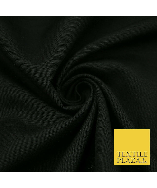 Jet Black Premium Plain Cotton Linen Fabric Material Fashion Craft Curtain 2216