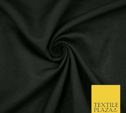 Jet Black Premium Plain Cotton Linen Fabric Material Fashion Craft Curtain 2216