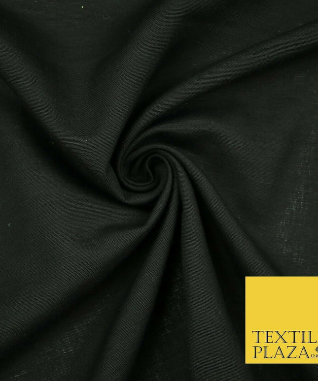 Jet Black Premium Plain Cotton Linen Fabric Material Fashion Craft Curtain 2216