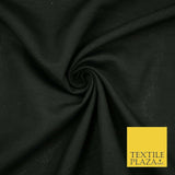 Jet Black Premium Plain Cotton Linen Fabric Material Fashion Craft Curtain 2216