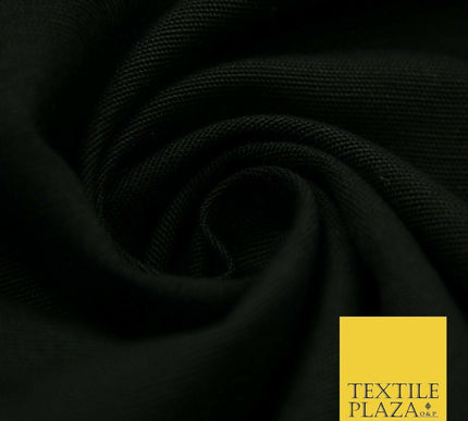 Jet Black Premium Plain Cotton Linen Fabric Material Fashion Craft Curtain 2216