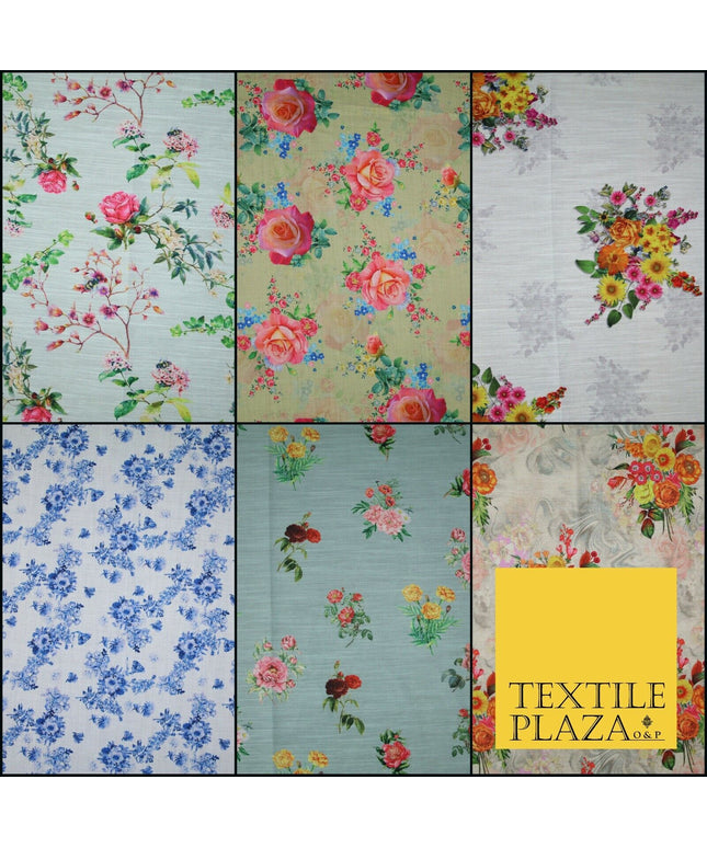 Mix Floral Digital Printed Cotton Feel Polyester Summer Soft Flower Dress Fabric