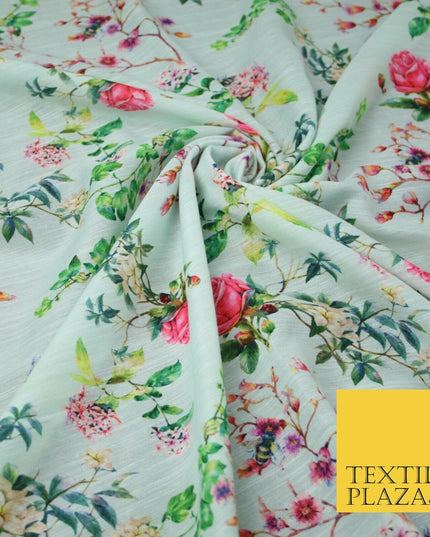 Mix Floral Digital Printed Cotton Feel Polyester Summer Soft Flower Dress Fabric