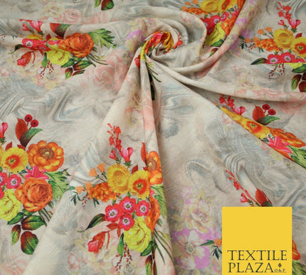 Mix Floral Digital Printed Cotton Feel Polyester Summer Soft Flower Dress Fabric