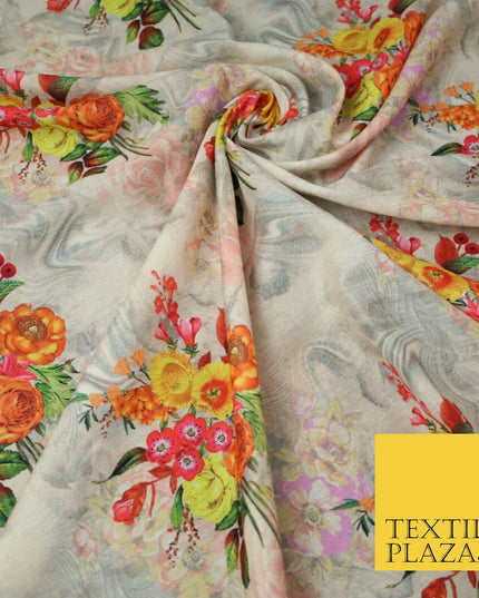 Mix Floral Digital Printed Cotton Feel Polyester Summer Soft Flower Dress Fabric