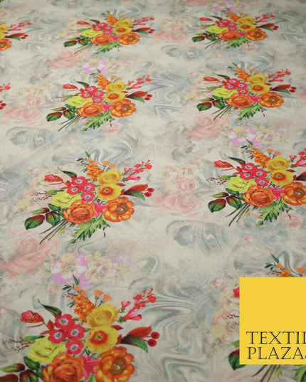 Mix Floral Digital Printed Cotton Feel Polyester Summer Soft Flower Dress Fabric