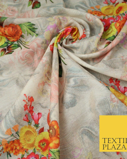 Mix Floral Digital Printed Cotton Feel Polyester Summer Soft Flower Dress Fabric