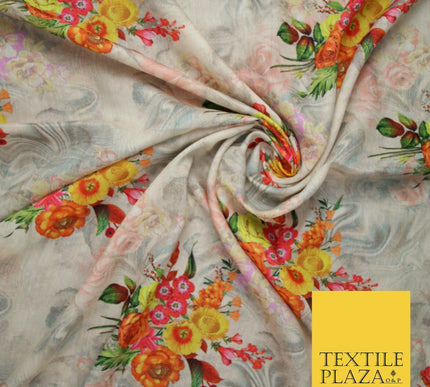 Mix Floral Digital Printed Cotton Feel Polyester Summer Soft Flower Dress Fabric
