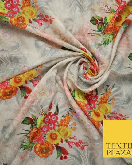 Mix Floral Digital Printed Cotton Feel Polyester Summer Soft Flower Dress Fabric