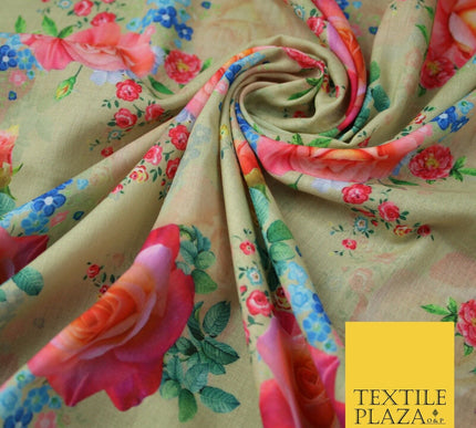 Mix Floral Digital Printed Cotton Feel Polyester Summer Soft Flower Dress Fabric