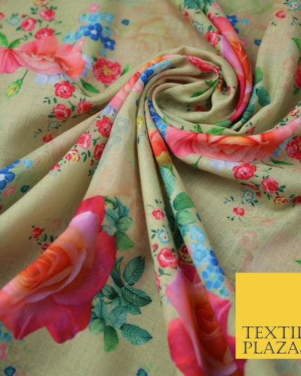 Mix Floral Digital Printed Cotton Feel Polyester Summer Soft Flower Dress Fabric