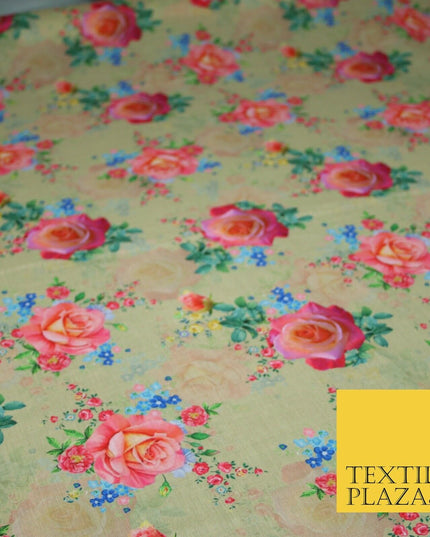 Mix Floral Digital Printed Cotton Feel Polyester Summer Soft Flower Dress Fabric