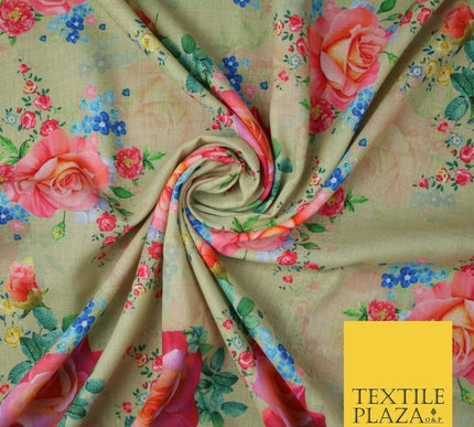 Mix Floral Digital Printed Cotton Feel Polyester Summer Soft Flower Dress Fabric