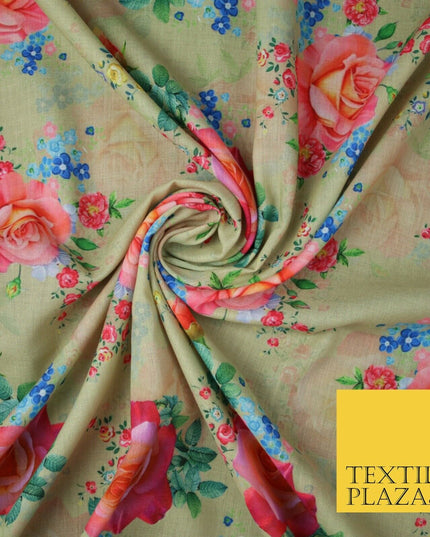 Mix Floral Digital Printed Cotton Feel Polyester Summer Soft Flower Dress Fabric