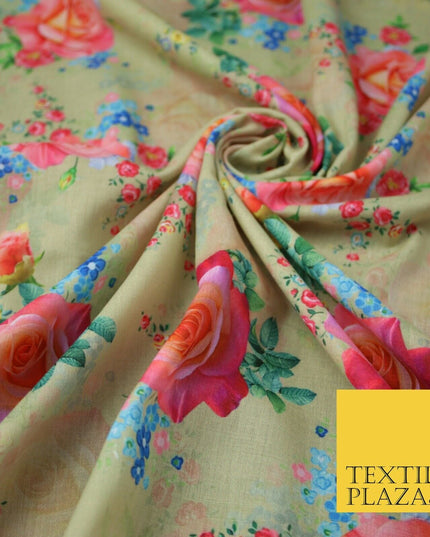 Mix Floral Digital Printed Cotton Feel Polyester Summer Soft Flower Dress Fabric