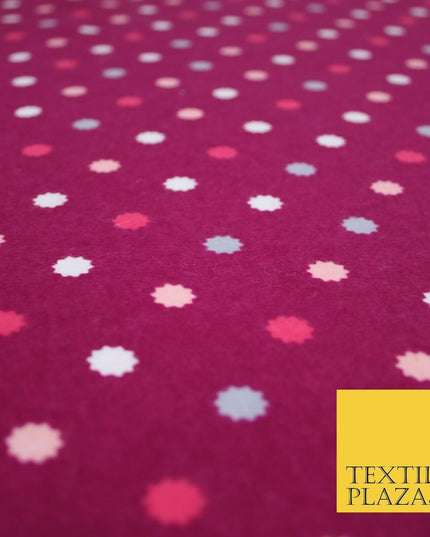 Magenta Pink 10 Point Star Spot Winceyette Soft Brushed Cotton Print Fabric 3971