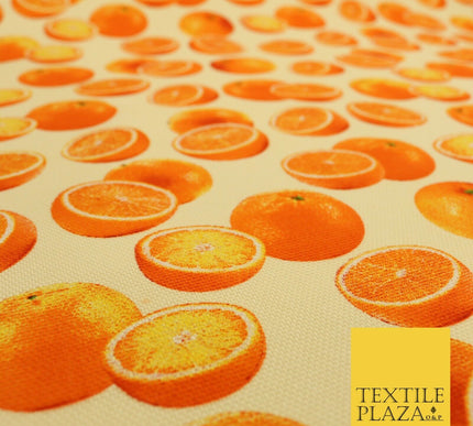 Cream Fruity ORANGES 100% COTTON CANVAS Soft Fabric Craft Dress Bags 1640