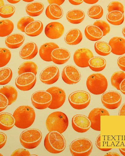 Cream Fruity ORANGES 100% COTTON CANVAS Soft Fabric Craft Dress Bags 1640