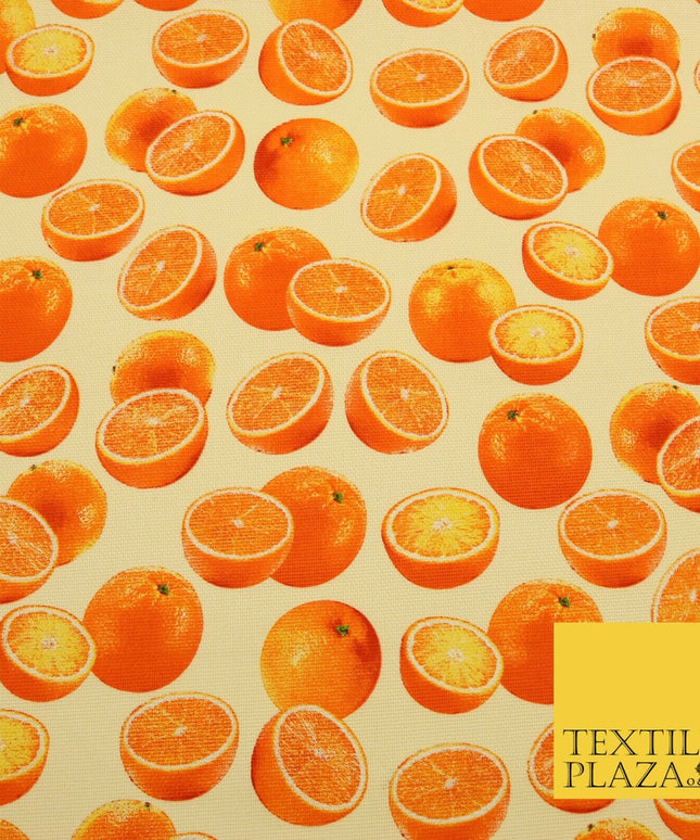 Cream Fruity ORANGES 100% COTTON CANVAS Soft Fabric Craft Dress Bags 1640
