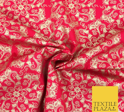 RED Christmas Glitter Flower Fabric 100% Cotton - Festive Sparkle RF161