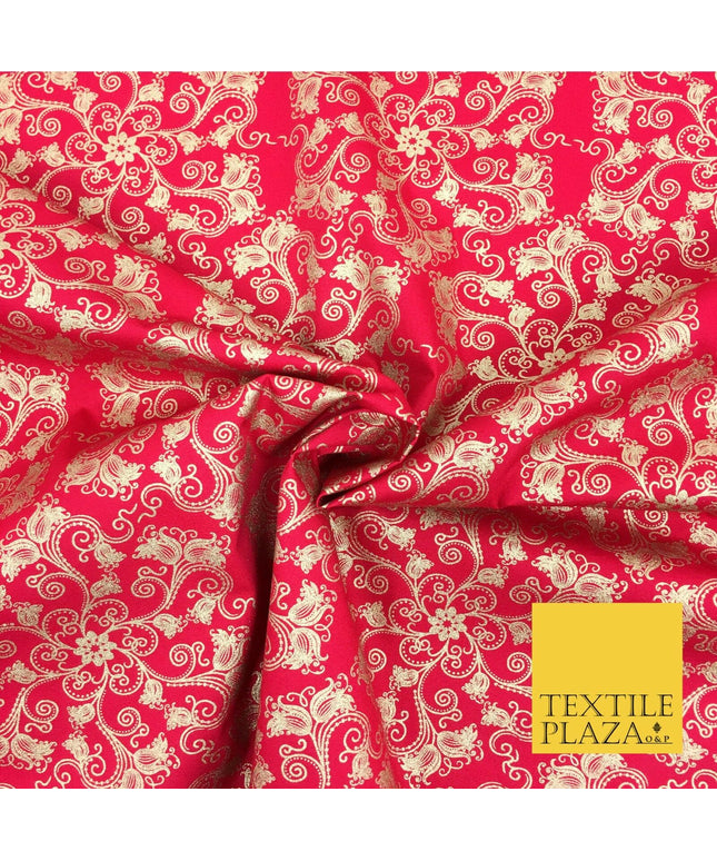 RED Christmas Glitter Flower Fabric 100% Cotton - Festive Sparkle RF161