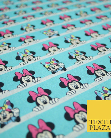 Blue Peeking MINNIE MOUSE Disney Licensed 100% Cotton Digital Print Fabric 4957