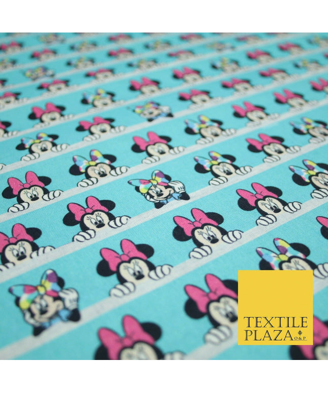 Blue Peeking MINNIE MOUSE Disney Licensed 100% Cotton Digital Print Fabric 4957