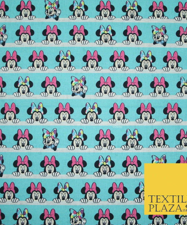 Blue Peeking MINNIE MOUSE Disney Licensed 100% Cotton Digital Print Fabric 4957