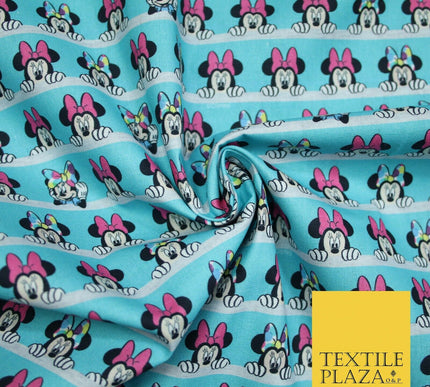 Blue Peeking MINNIE MOUSE Disney Licensed 100% Cotton Digital Print Fabric 4957