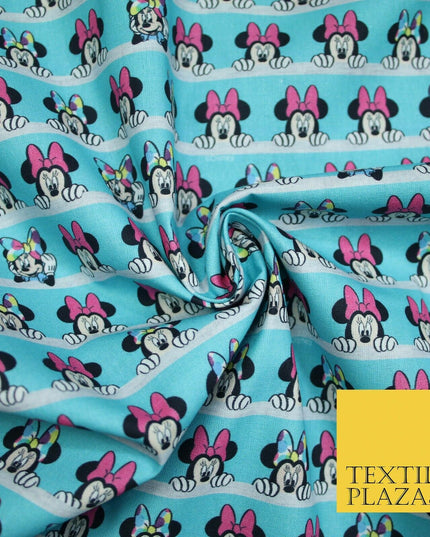Blue Peeking MINNIE MOUSE Disney Licensed 100% Cotton Digital Print Fabric 4957